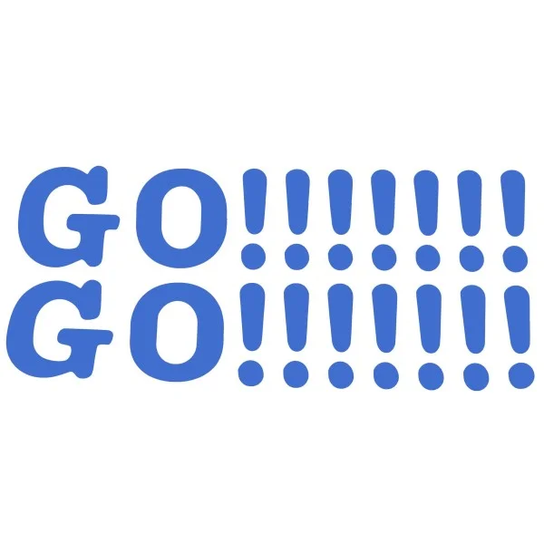Наклейка декор "GO!!!!!" (41x9, синяя) (#0498) Наклейка декор "GO!!!!!" (41x9, синяя) (#0498)